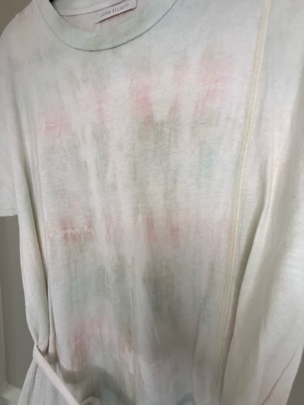 John Elliott Pastel Tie Dye T Shirt Dress Tie Waist Pink White Size S - Picture 15 of 16